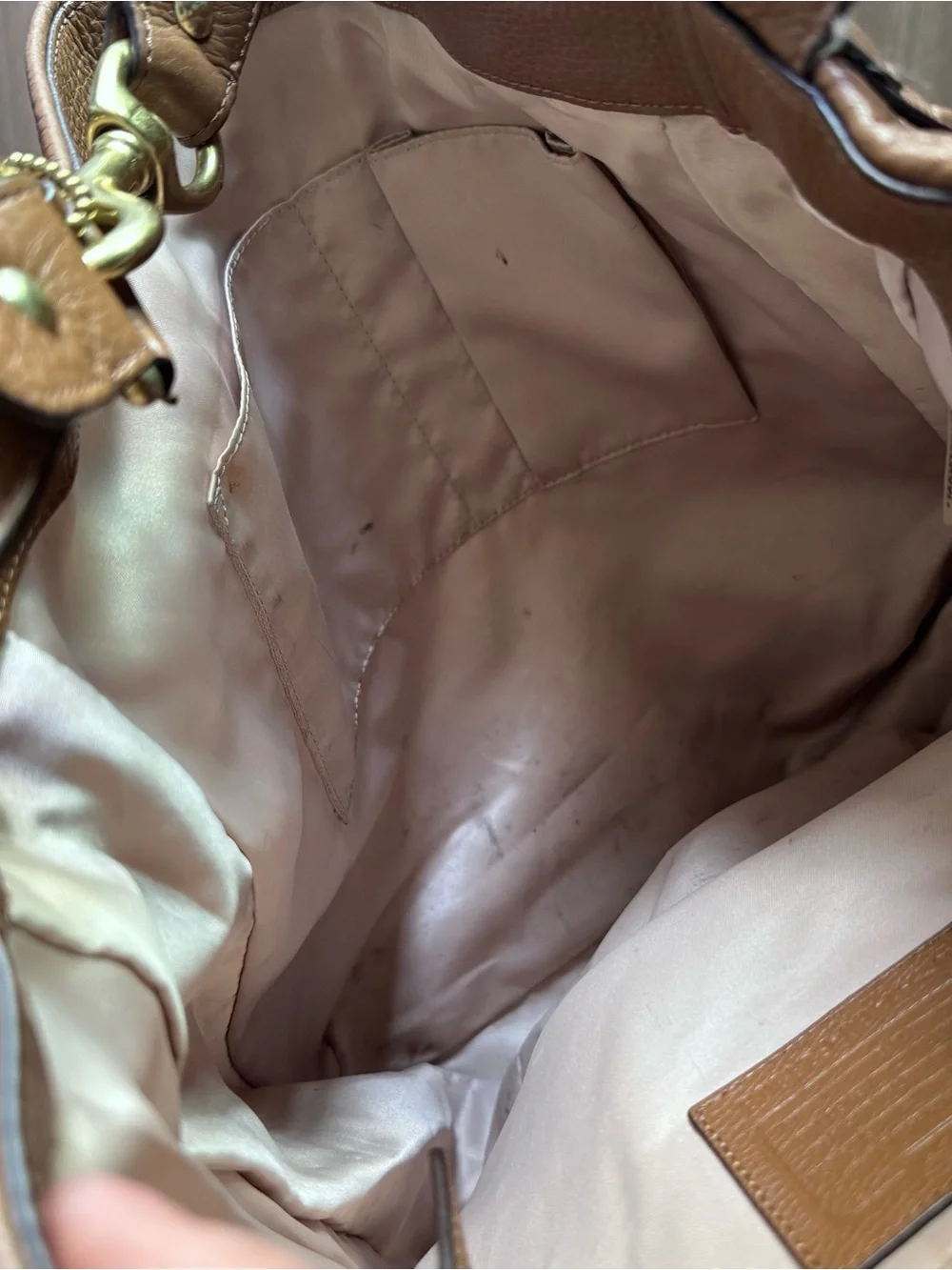 Coach Tan Pebbled Leather Hobo with Tassel